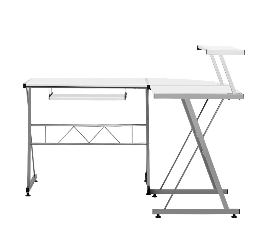 Corner Metal Pull Out Table Desk – White Corner Metal Pull Out Table Desk – White