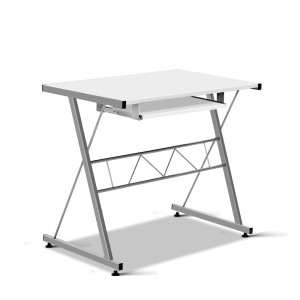 Corner Metal Pull Out Table Desk – White