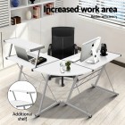 Corner Metal Pull Out Table Desk – White Corner Metal Pull Out Table Desk – White