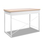 Metal Desk with Drawer – White with Wooden Top Metal Desk with Drawer – White with Wooden Top