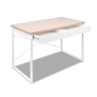 Metal Desk with Drawer – White with Wooden Top Metal Desk with Drawer – White with Wooden Top