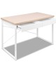 Metal Desk with Drawer – White with Wooden Top