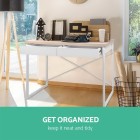Metal Desk with Drawer – White with Wooden Top Metal Desk with Drawer – White with Wooden Top