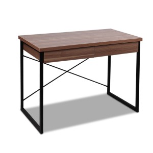 Metal Desk with Drawer – Walnut