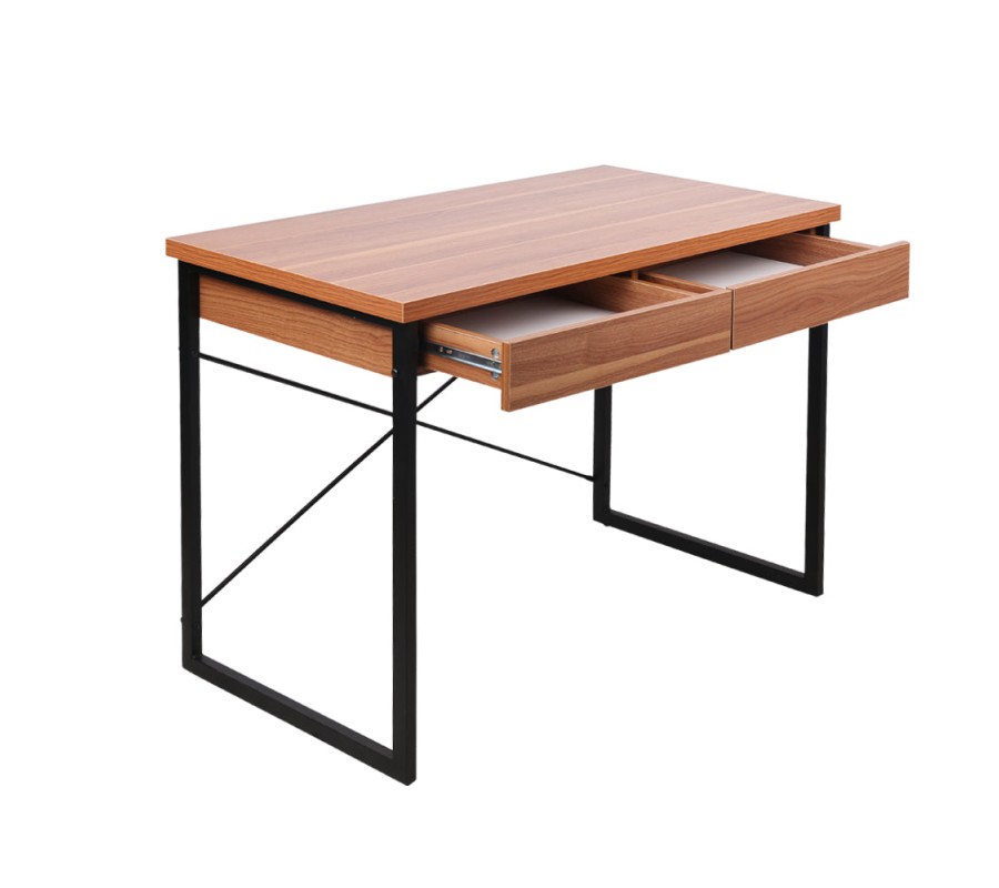 Metal Desk with Drawer – Walnut Metal Desk with Drawer – Walnut