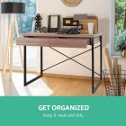 Metal Desk with Drawer – Walnut Metal Desk with Drawer – Walnut