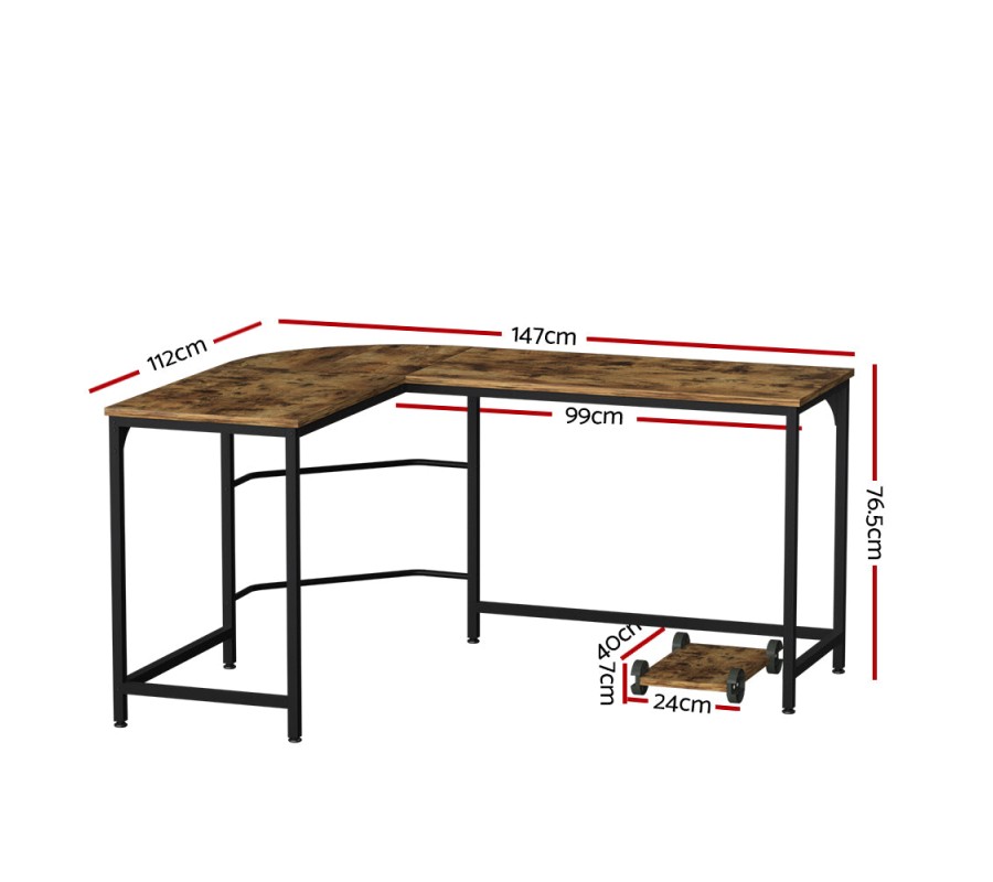 Corner Computer Desk L-Shaped Student Home Office Study Table Brown Corner Computer Desk L-Shaped Student Home Office Study Table Brown