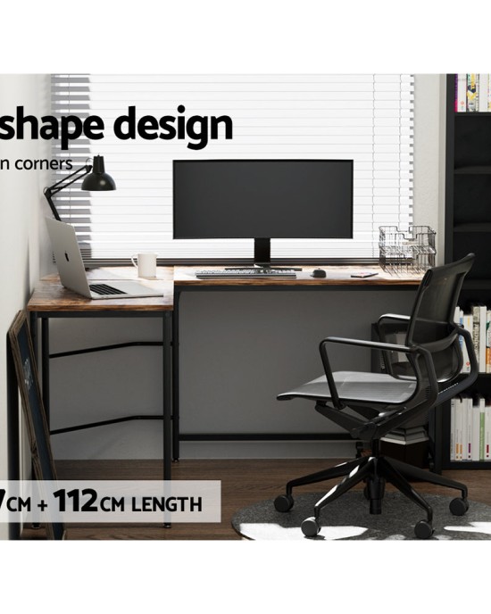 Corner Computer Desk L-Shaped Student Home Office Study Table Brown