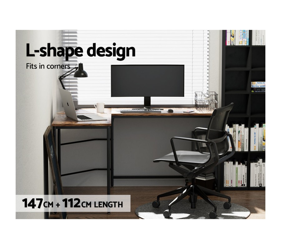 Corner Computer Desk L-Shaped Student Home Office Study Table Brown Corner Computer Desk L-Shaped Student Home Office Study Table Brown