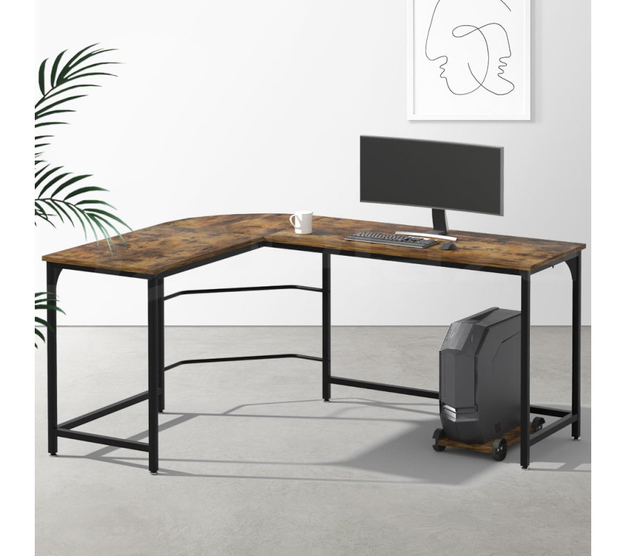 Corner Computer Desk L-Shaped Student Home Office Study Table Brown Corner Computer Desk L-Shaped Student Home Office Study Table Brown