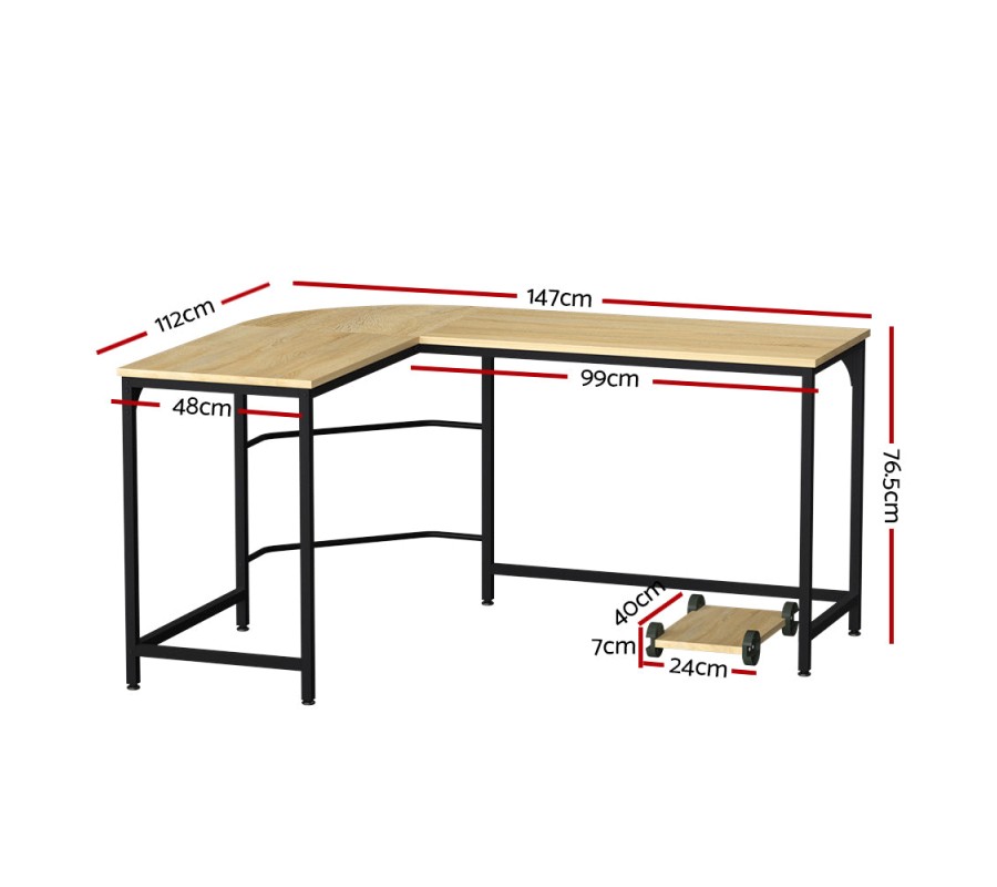 Corner Computer Desk L-Shaped Student Home Office Study Table Oak Corner Computer Desk L-Shaped Student Home Office Study Table Oak