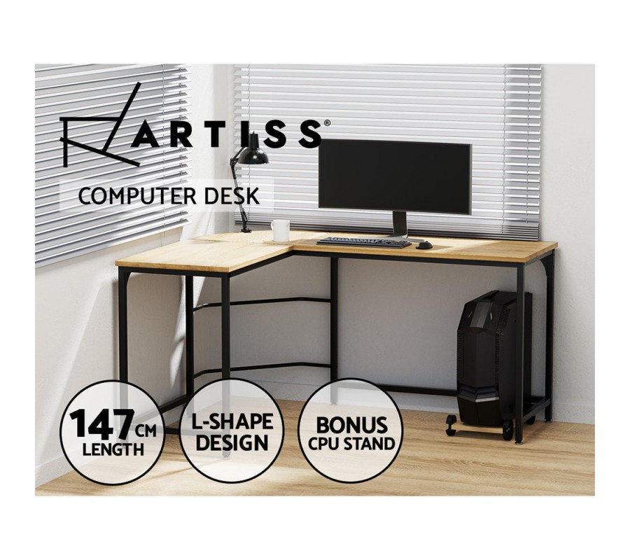 Corner Computer Desk L-Shaped Student Home Office Study Table Oak Corner Computer Desk L-Shaped Student Home Office Study Table Oak