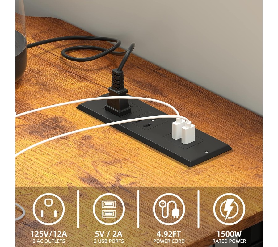 55 inch Computer Desk with Built-in Outlet & USB Charging Port 55 inch Computer Desk with Built-in Outlet & USB Charging Port