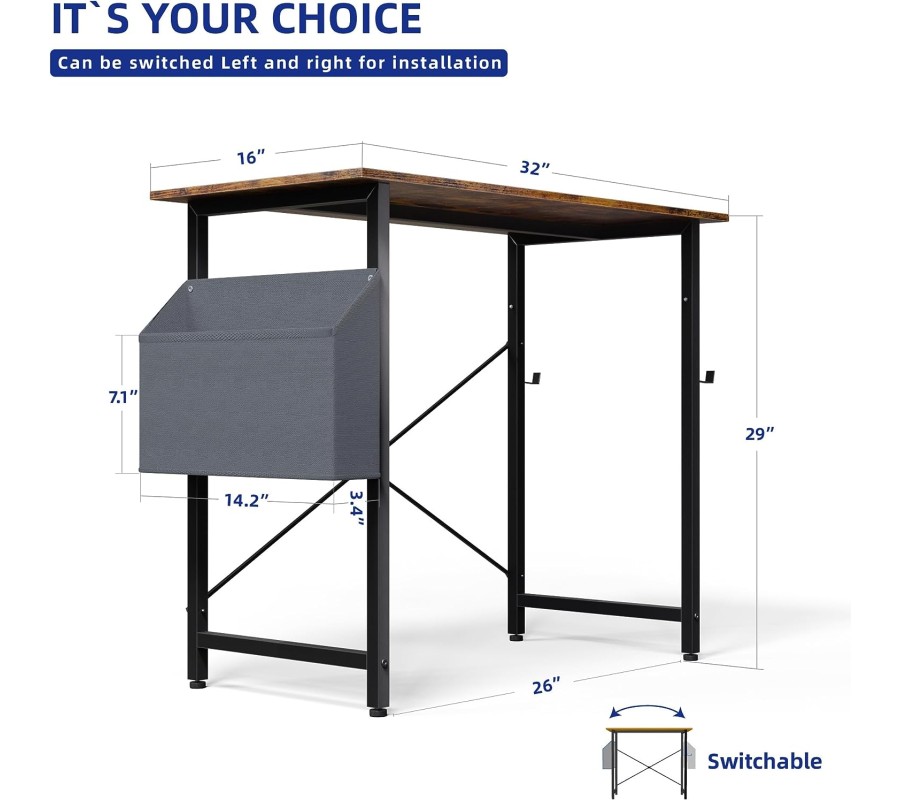 32&47 Inch Computer Desk for Small Spaces with Storage Bag 32&47 Inch Computer Desk for Small Spaces with Storage Bag