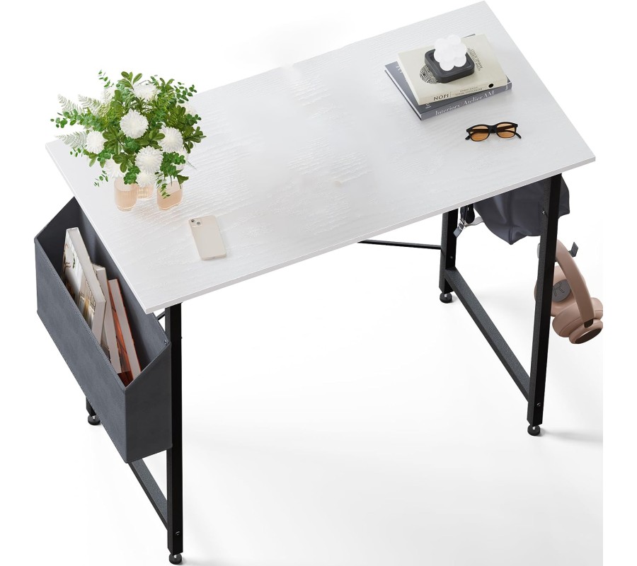 Home Office Work Desk with Headphone Hook, Small Office Desk Study Writing Table Home Office Work Desk with Headphone Hook, Small Office Desk Study Writing Table