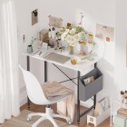 Home Office Work Desk with Headphone Hook, Small Office Desk Study Writing Table Home Office Work Desk with Headphone Hook, Small Office Desk Study Writing Table