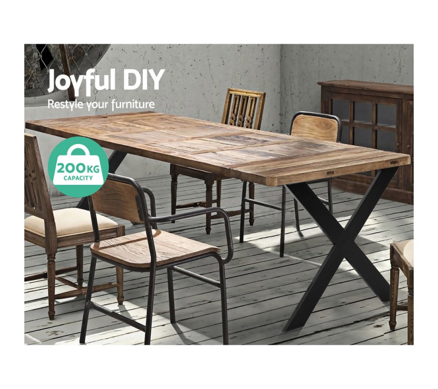 2x Metal Legs Coffee Dining Table Steel Industrial Vintage Bench X Shape 710MM 2x Metal Legs Coffee Dining Table Steel Industrial Vintage Bench X Shape 710MM