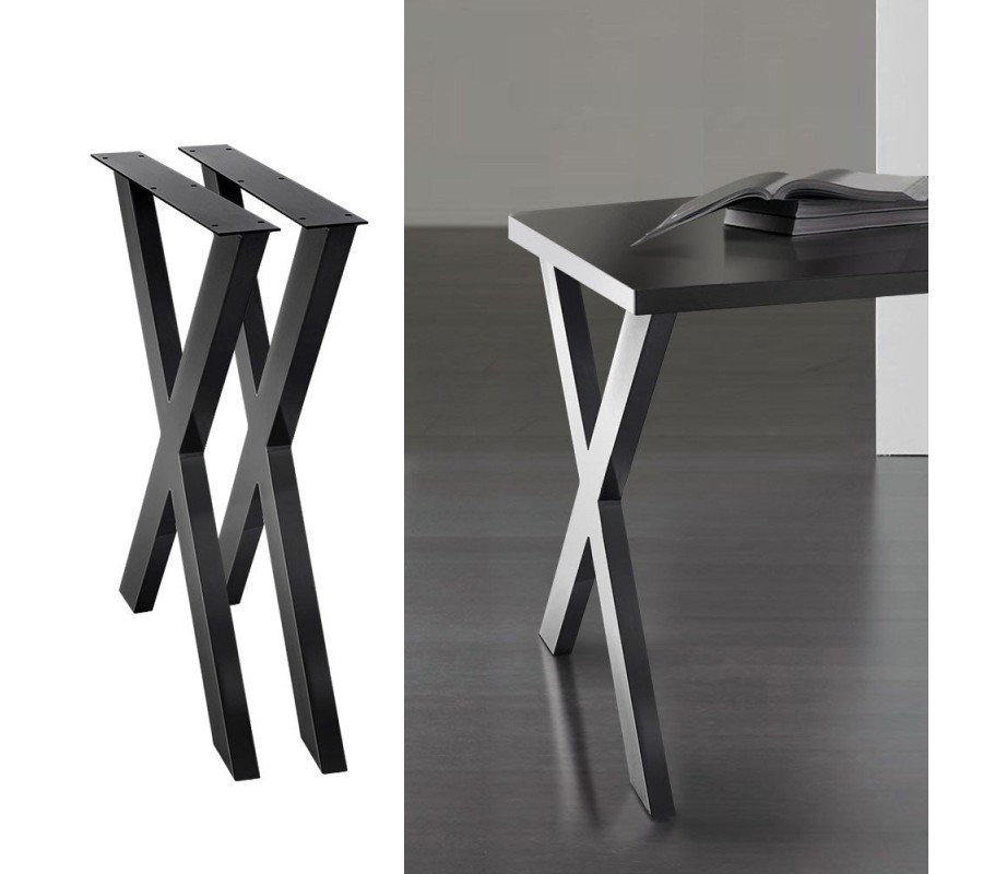 2x Metal Legs Coffee Dining Table Steel Industrial Vintage Bench X Shape 710MM 2x Metal Legs Coffee Dining Table Steel Industrial Vintage Bench X Shape 710MM