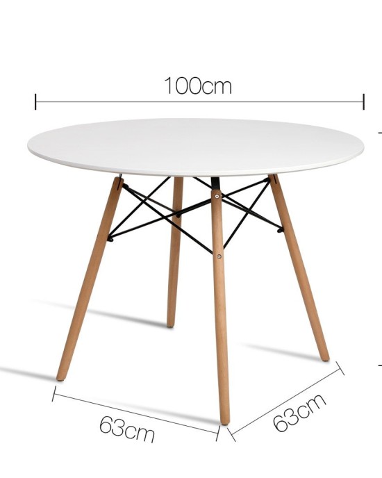 Mefunb Dining Table 4 Seater Round Replica DSW Eiffel Kitchen Timber White