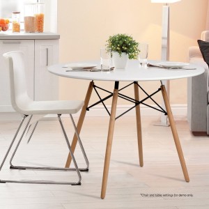 Mefunb Dining Table 4 Seater Round Replica DSW Eiffel Kitchen Timber White