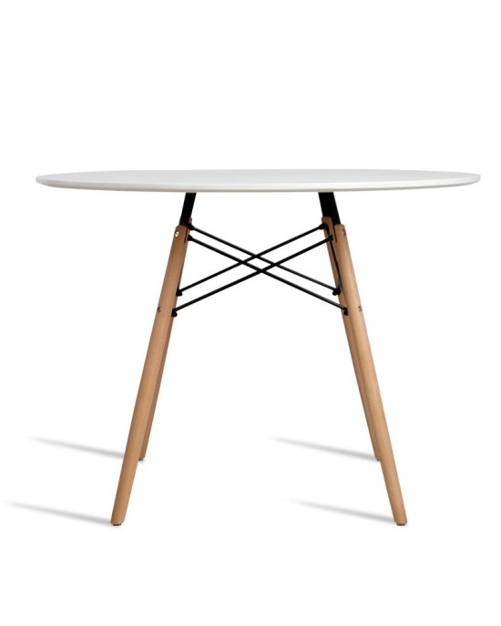 Mefunb Dining Table 4 Seater Round Replica DSW Eiffel Kitchen Timber White