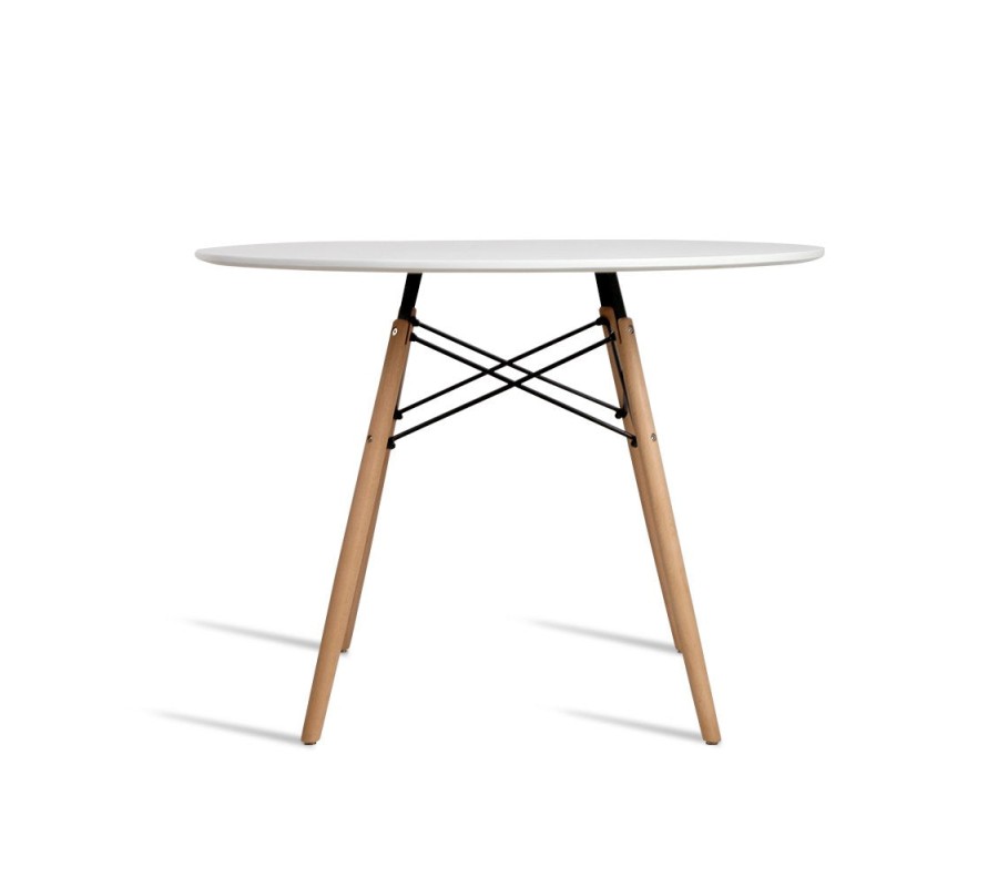 Mefunb Dining Table 4 Seater Round Replica DSW Eiffel Kitchen Timber White Mefunb Dining Table 4 Seater Round Replica DSW Eiffel Kitchen Timber White