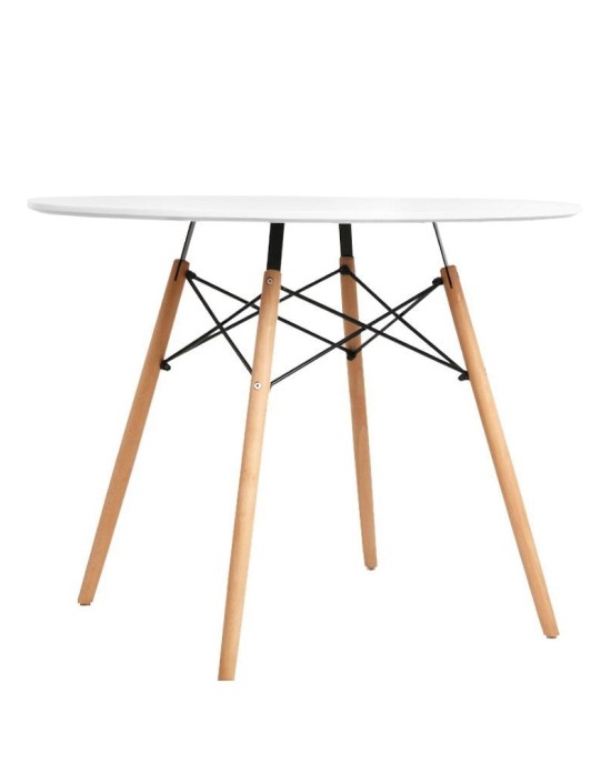 Mefunb Dining Table Round 4 Seater Replica Tables Cafe Timber White 90cm