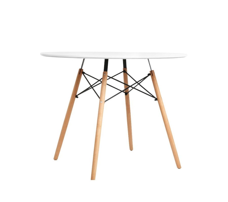 Mefunb Dining Table Round 4 Seater Replica Tables Cafe Timber White 90cm Mefunb Dining Table Round 4 Seater Replica Tables Cafe Timber White 90cm