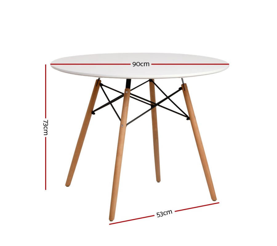 Mefunb Dining Table Round 4 Seater Replica Tables Cafe Timber White 90cm Mefunb Dining Table Round 4 Seater Replica Tables Cafe Timber White 90cm