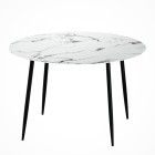 Mefunb Dining Table Round Wooden Table With Marble Effect Metal Legs 110CM White Mefunb Dining Table Round Wooden Table With Marble Effect Metal Legs 110CM White