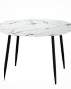 Mefunb Dining Table Round Wooden Table With Marble Effect Metal Legs 110CM White