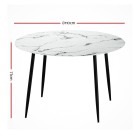 Mefunb Dining Table Round Wooden Table With Marble Effect Metal Legs 110CM White Mefunb Dining Table Round Wooden Table With Marble Effect Metal Legs 110CM White