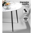 Mefunb Dining Table Round Wooden Table With Marble Effect Metal Legs 110CM White Mefunb Dining Table Round Wooden Table With Marble Effect Metal Legs 110CM White