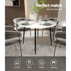 Mefunb Dining Table Round Wooden Table With Marble Effect Metal Legs 110CM White Mefunb Dining Table Round Wooden Table With Marble Effect Metal Legs 110CM White