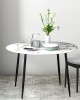 Mefunb Dining Table Round Wooden Table With Marble Effect Metal Legs 110CM White