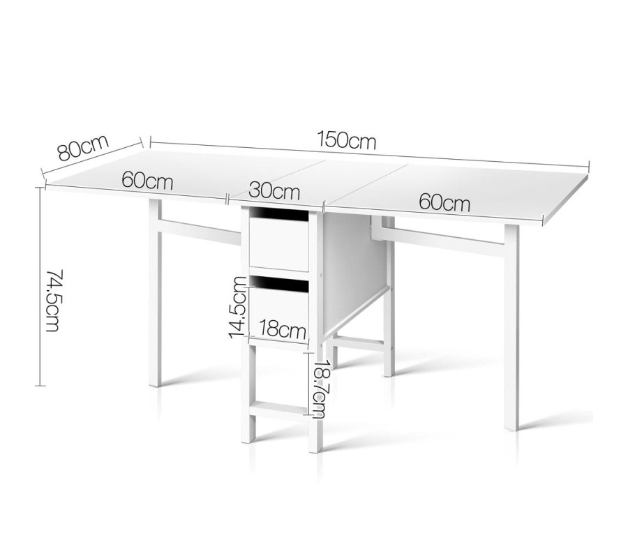 Mefunb Gateleg Dining Table – White Mefunb Gateleg Dining Table – White