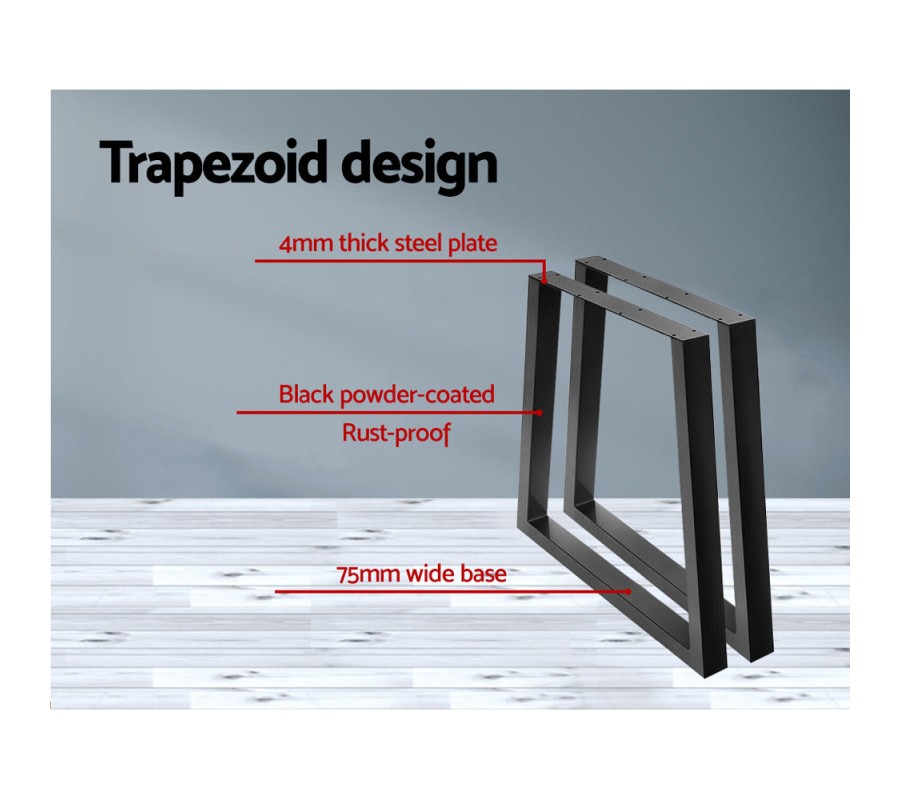 Mefunb Set of 2 Coffee Dining Table Legs Industrial Vintage Bench Metal Trapezoid 71CM Mefunb Set of 2 Coffee Dining Table Legs Industrial Vintage Bench Metal Trapezoid 71CM