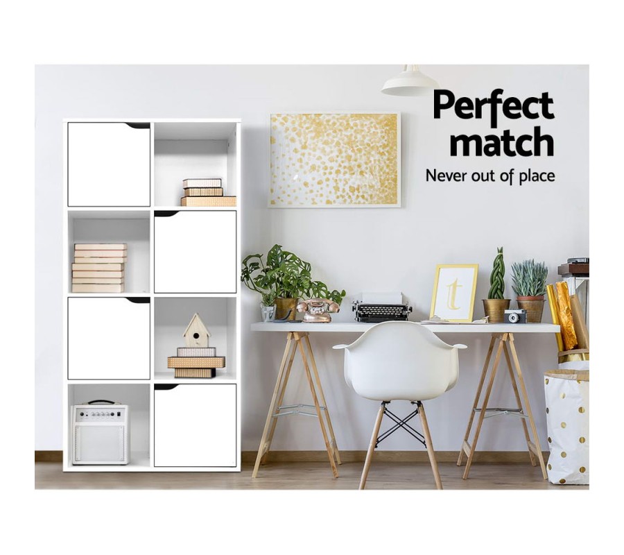 Display Shelf 8 Cube Storage 4 Door Cabinet Organiser Bookshelf Unit White Display Shelf 8 Cube Storage 4 Door Cabinet Organiser Bookshelf Unit White