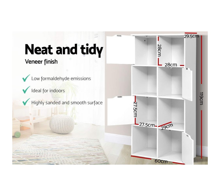 Display Shelf 8 Cube Storage 4 Door Cabinet Organiser Bookshelf Unit White Display Shelf 8 Cube Storage 4 Door Cabinet Organiser Bookshelf Unit White