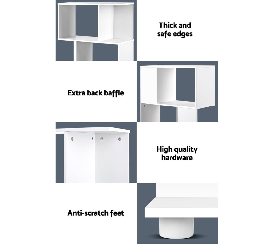 3 Tier Zig Zag Bookshelf – White 3 Tier Zig Zag Bookshelf – White