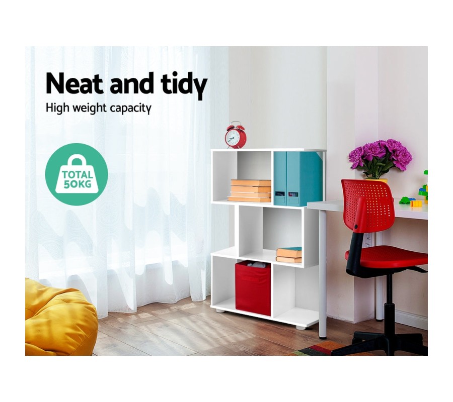 3 Tier Zig Zag Bookshelf – White 3 Tier Zig Zag Bookshelf – White
