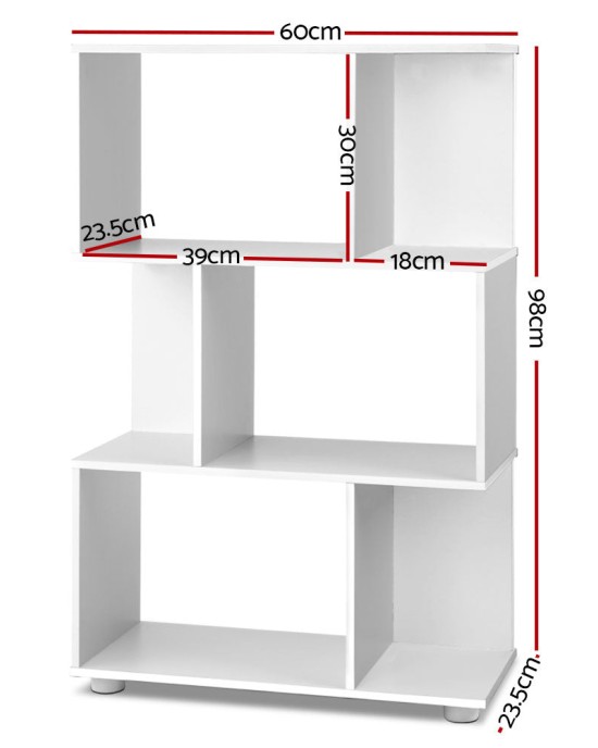 3 Tier Zig Zag Bookshelf – White