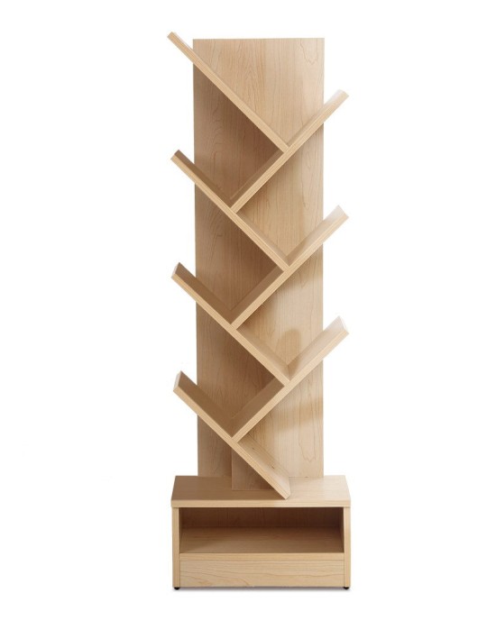 Display Shelf 7-Shelf Tree Bookshelf Book Storage Rack Bookcase Natural