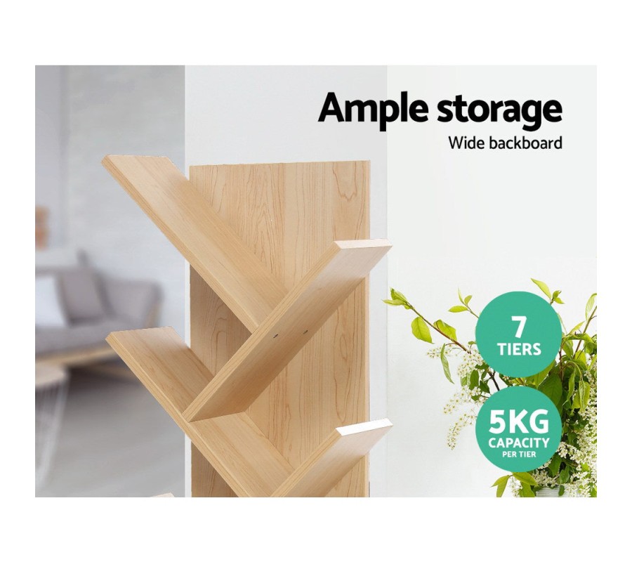 Display Shelf 7-Shelf Tree Bookshelf Book Storage Rack Bookcase Natural Display Shelf 7-Shelf Tree Bookshelf Book Storage Rack Bookcase Natural