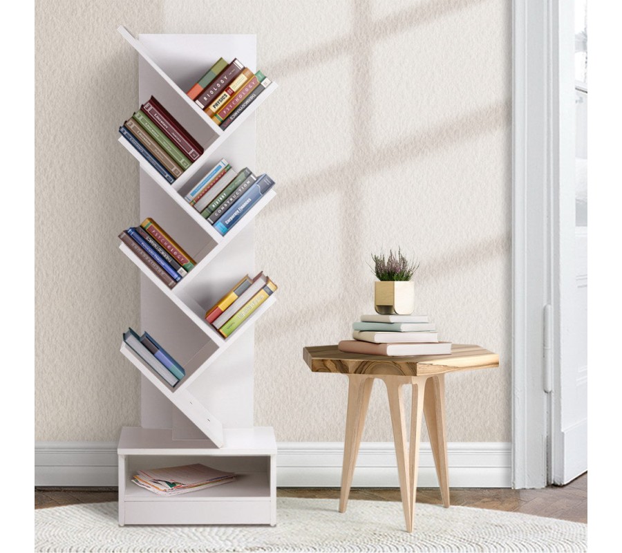 Display Shelf 7-Shelf Tree Bookshelf Book Storage Rack Bookcase White Display Shelf 7-Shelf Tree Bookshelf Book Storage Rack Bookcase White