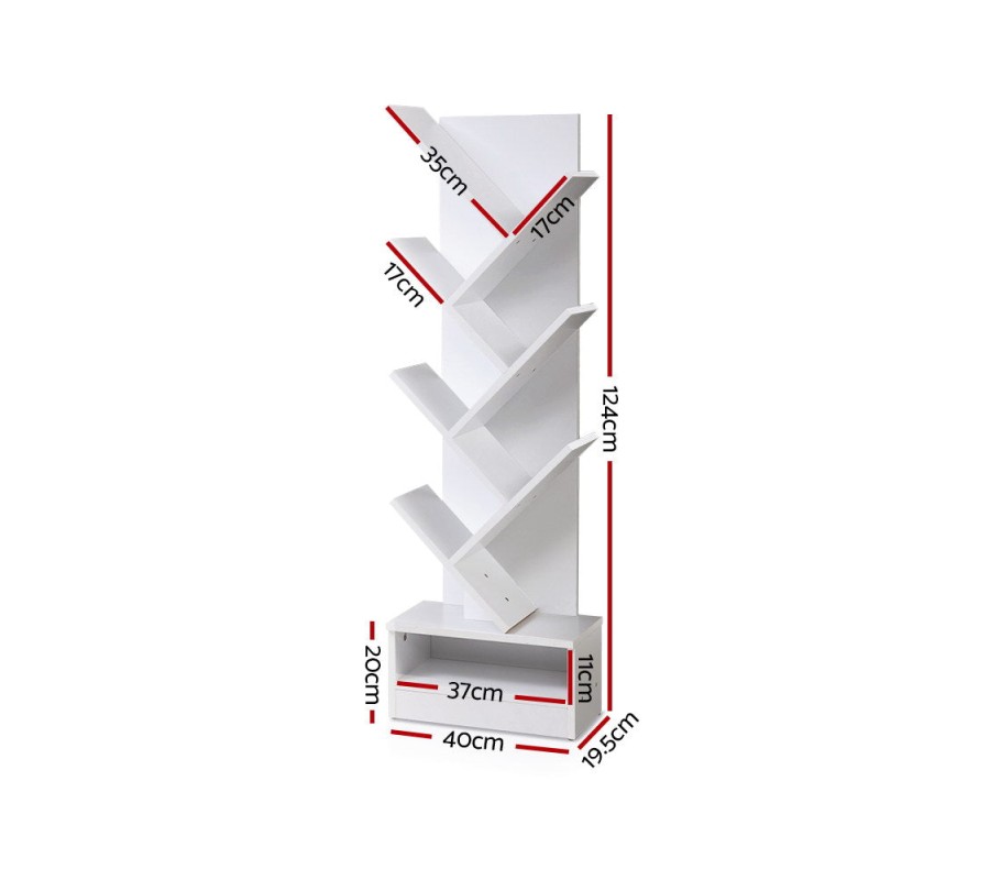 Display Shelf 7-Shelf Tree Bookshelf Book Storage Rack Bookcase White Display Shelf 7-Shelf Tree Bookshelf Book Storage Rack Bookcase White
