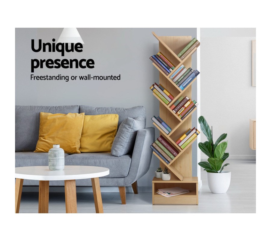 Display Shelf 9-Shelf Tree Bookshelf Book Storage Rack Bookcase Natural Display Shelf 9-Shelf Tree Bookshelf Book Storage Rack Bookcase Natural