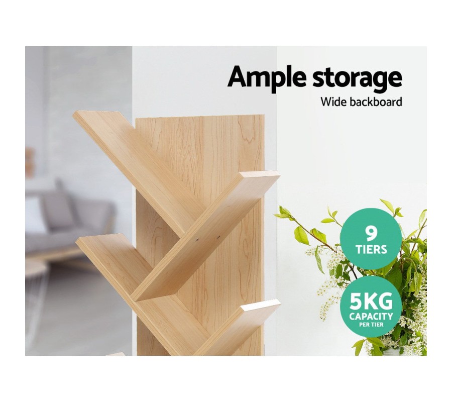Display Shelf 9-Shelf Tree Bookshelf Book Storage Rack Bookcase Natural Display Shelf 9-Shelf Tree Bookshelf Book Storage Rack Bookcase Natural
