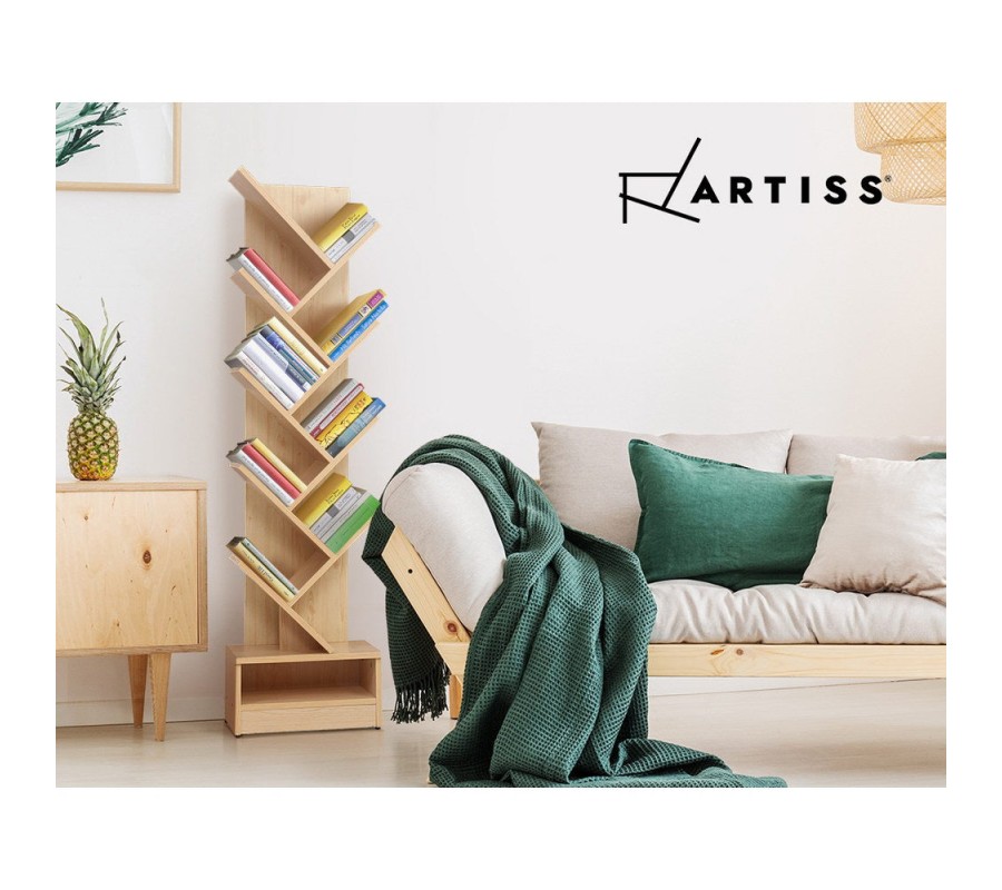 Display Shelf 9-Shelf Tree Bookshelf Book Storage Rack Bookcase Natural Display Shelf 9-Shelf Tree Bookshelf Book Storage Rack Bookcase Natural