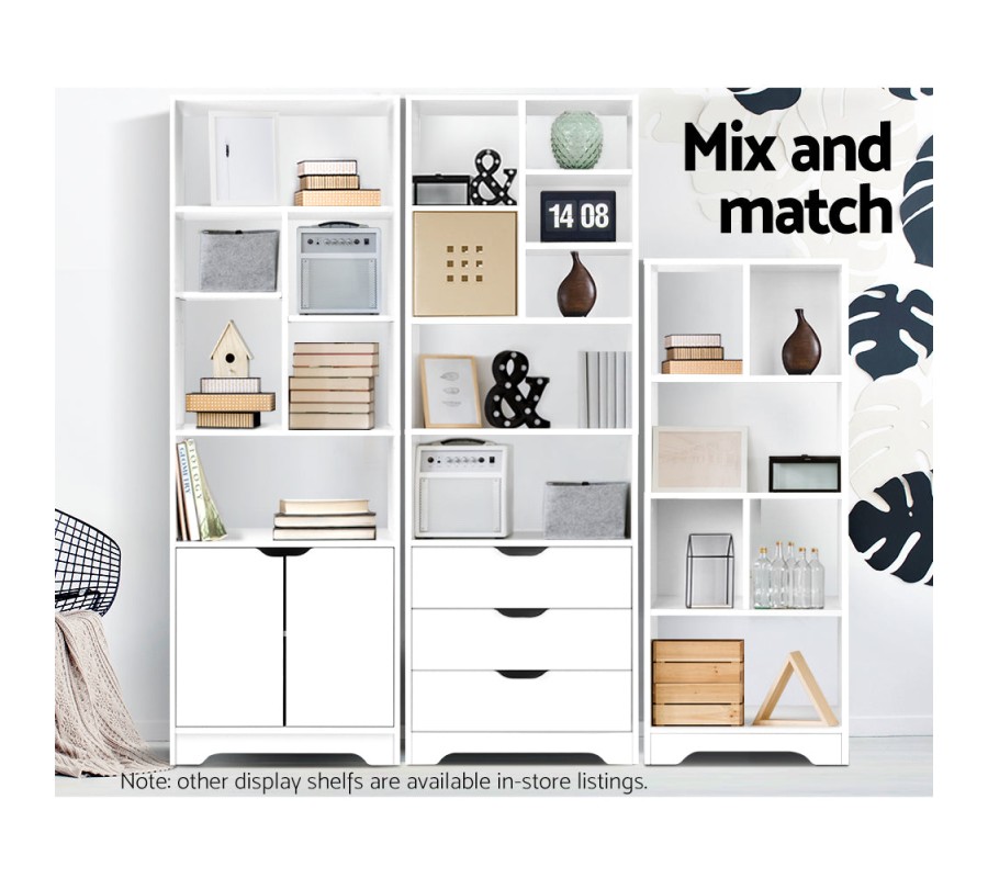 Shelving Unit with 3 Drawers – White Shelving Unit with 3 Drawers – White